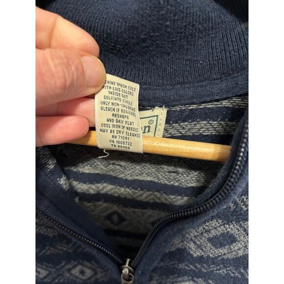 L L Bean Sweater Men's M Mock Neck Fair Isle Cashmere Blend 1/4 Zip Pull Over - Picture 5 of 7